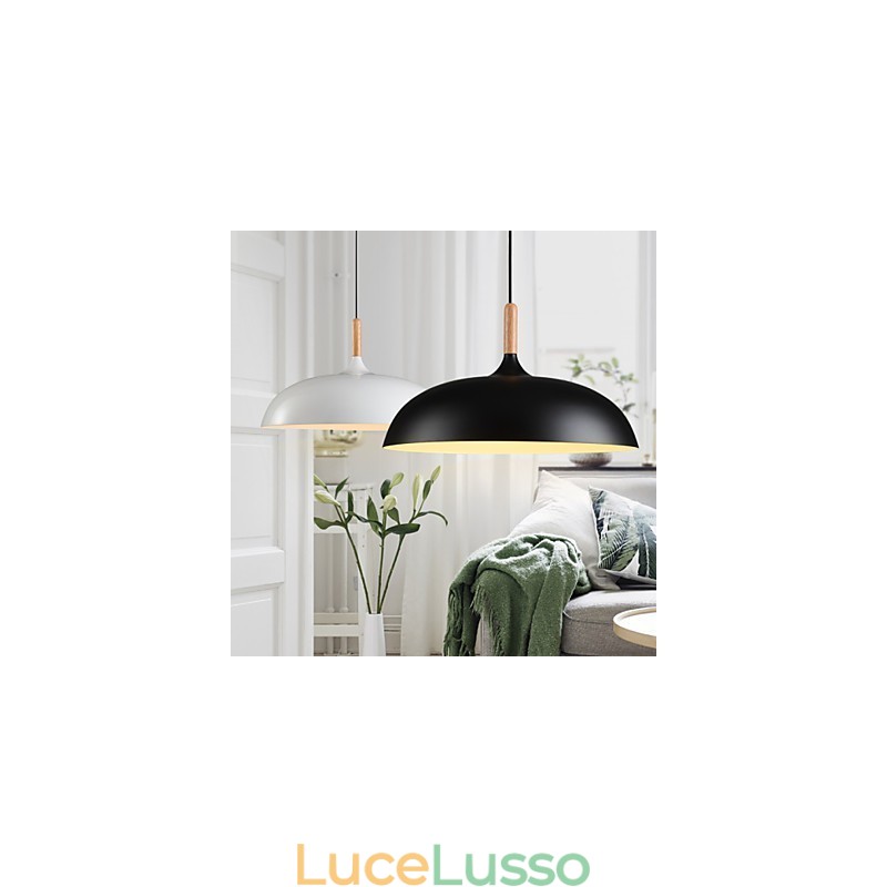 Lampada a sospensione retrò in legno + metallo Lampada a sospensione da caffè
