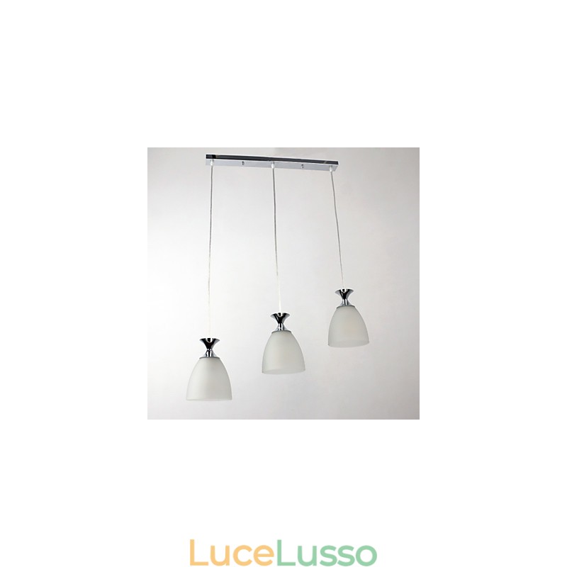 Lampada a sospensione cromata moderna e contemporanea in stile mini isola
