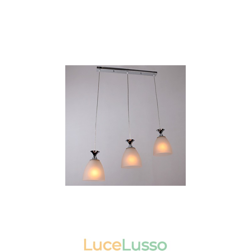 Lampada a sospensione cromata moderna e contemporanea in stile mini isola
