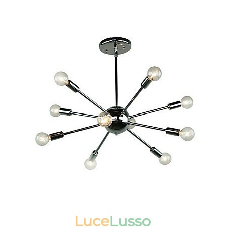 Lampada a sospensione in metallo cromato stile Country Mini Lampada a sospensione in metallo cromato stile Country Mini