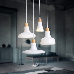 Lampada a sospensione creativa a 4 luci con paralume in ferro