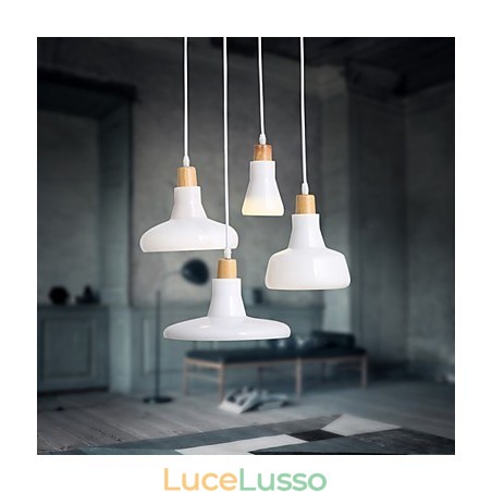 Lampada a sospensione creativa a 4 luci con paralume in ferro