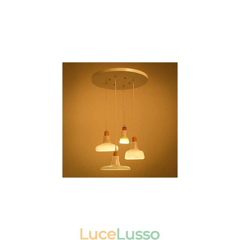 Lampada a sospensione creativa a 4 luci con paralume in ferro