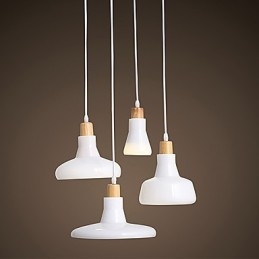 Lampada a sospensione creativa a 4 luci con paralume in ferro