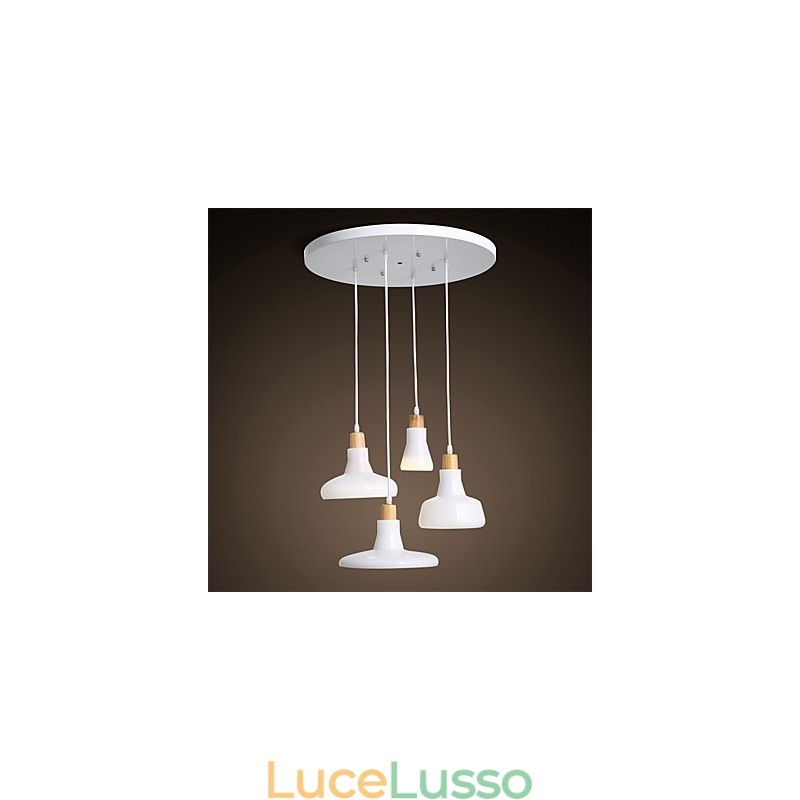 Lampada a sospensione creativa a 4 luci con paralume in ferro