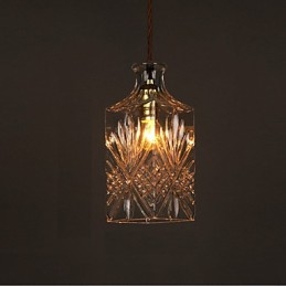 Lampadario a sospensione in vetro artistico intagliato creativo con bottiglia romantica