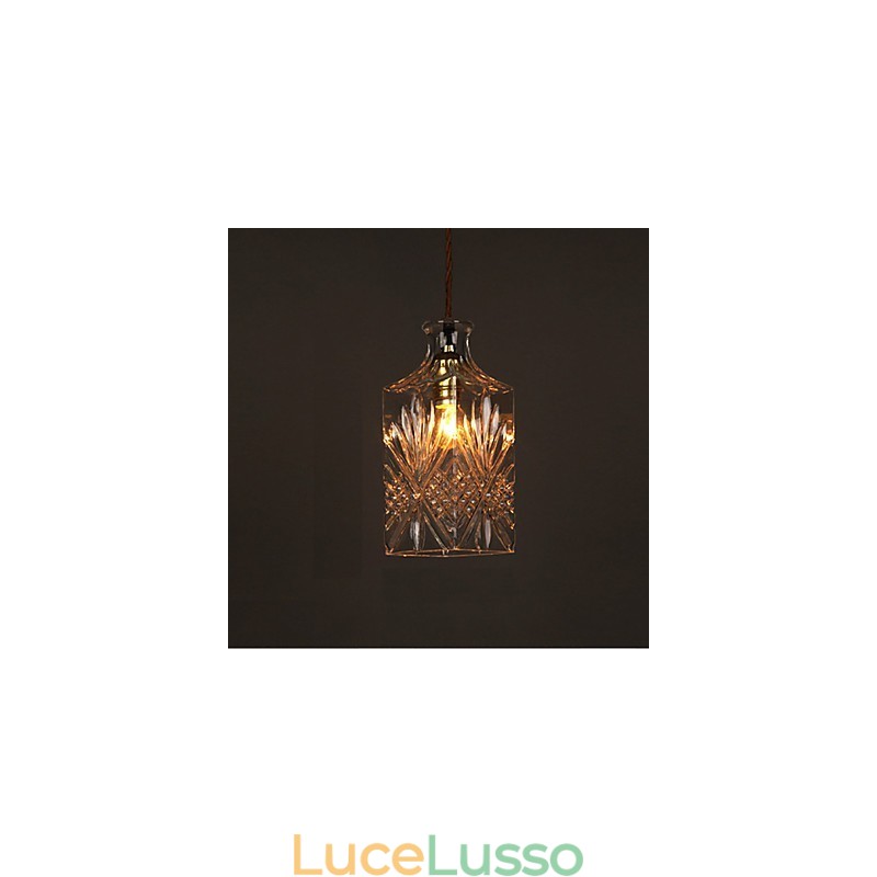 Lampadario a sospensione in vetro artistico intagliato creativo con bottiglia romantica