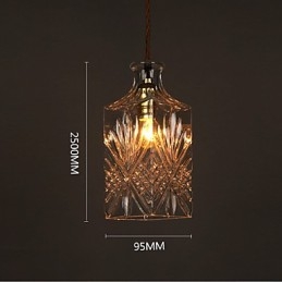 Lampadario a sospensione in vetro artistico intagliato creativo con bottiglia romantica
