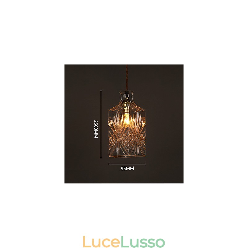 Lampadario a sospensione in vetro artistico intagliato creativo con bottiglia romantica