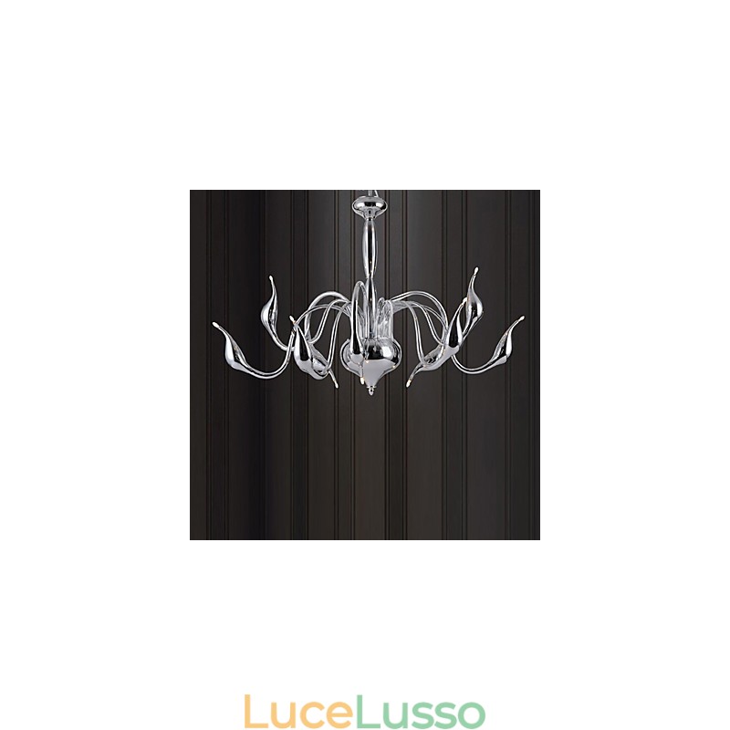 Lampadario moderno contemporaneo in metallo elettroplaccato