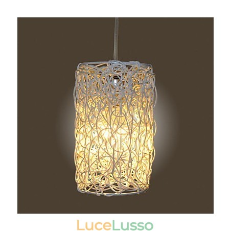 Lampada a sospensione moderna con testa singola in rattan intrecciato, stile rurale Cany