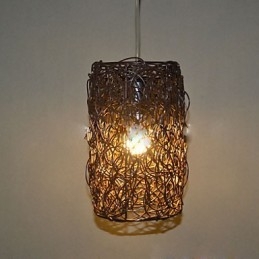 Lampada a sospensione moderna con testa singola in rattan intrecciato, stile rurale Cany