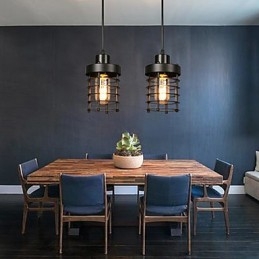 Lampadario retrò con lampada a forma di cerchio con testa singola e lanterne, lampada artistica con carattere