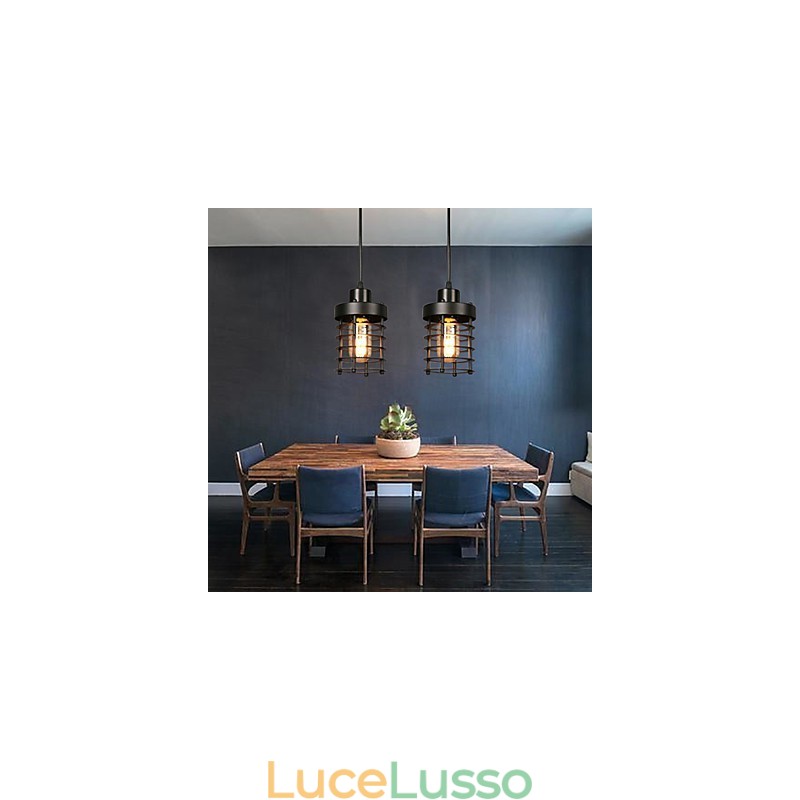 Lampadario retrò con lampada a forma di cerchio con testa singola e lanterne, lampada artistica con carattere