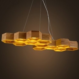 Lampadario di design Art Individuality Lampade semplici in legno a nido d'ape