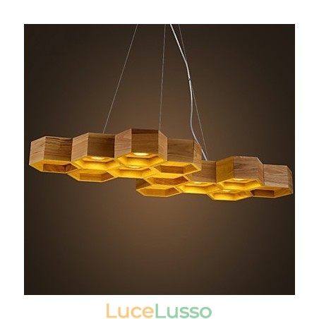 Lampadario di design Art Individuality Lampade semplici in legno a nido d'ape Lampadario di design Art Individuality Lampade semplici in legno a nido d'ape