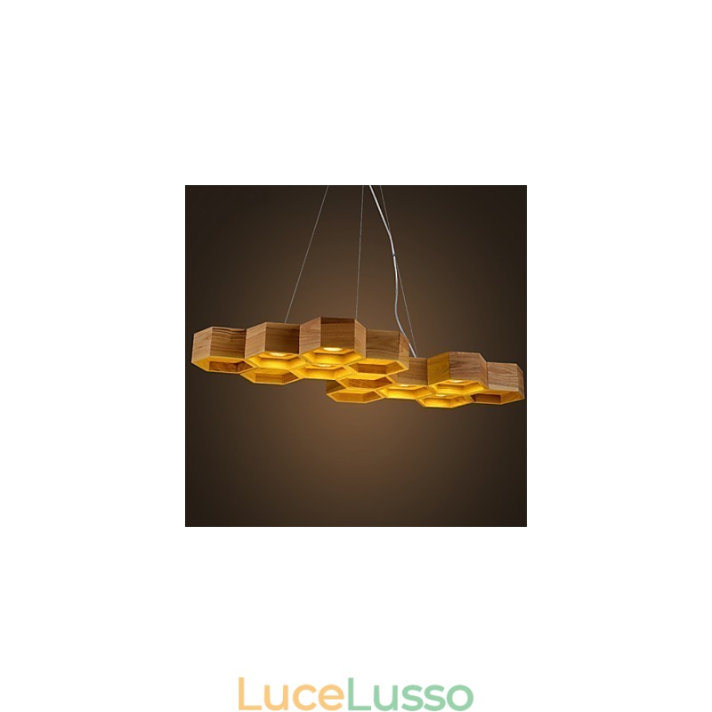 Lampadario di design Art Individuality Lampade semplici in legno a nido d'ape
