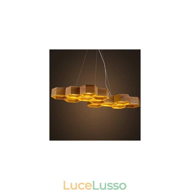 Lampadario di design Art Individuality Lampade semplici in legno a nido d'ape