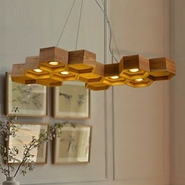 Lampadario di design Art Individuality Lampade semplici in legno a nido d'ape