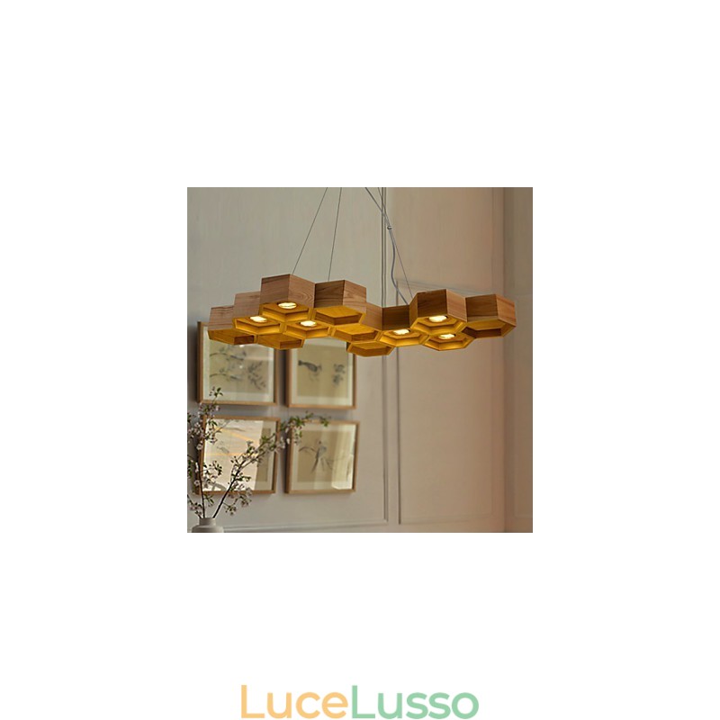 Lampadario di design Art Individuality Lampade semplici in legno a nido d'ape